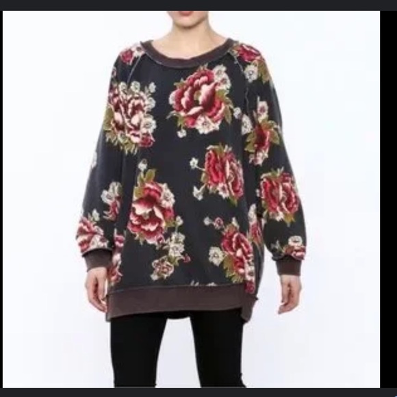 RARE Free People Go On Get Floral Sweatshirt, size Small, EUC, Y2K - Picture 3 of 7